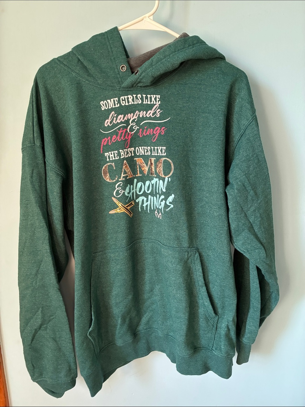 Realtree Forest Green Graphic Hooded Sweatshirt with Multicolor Text